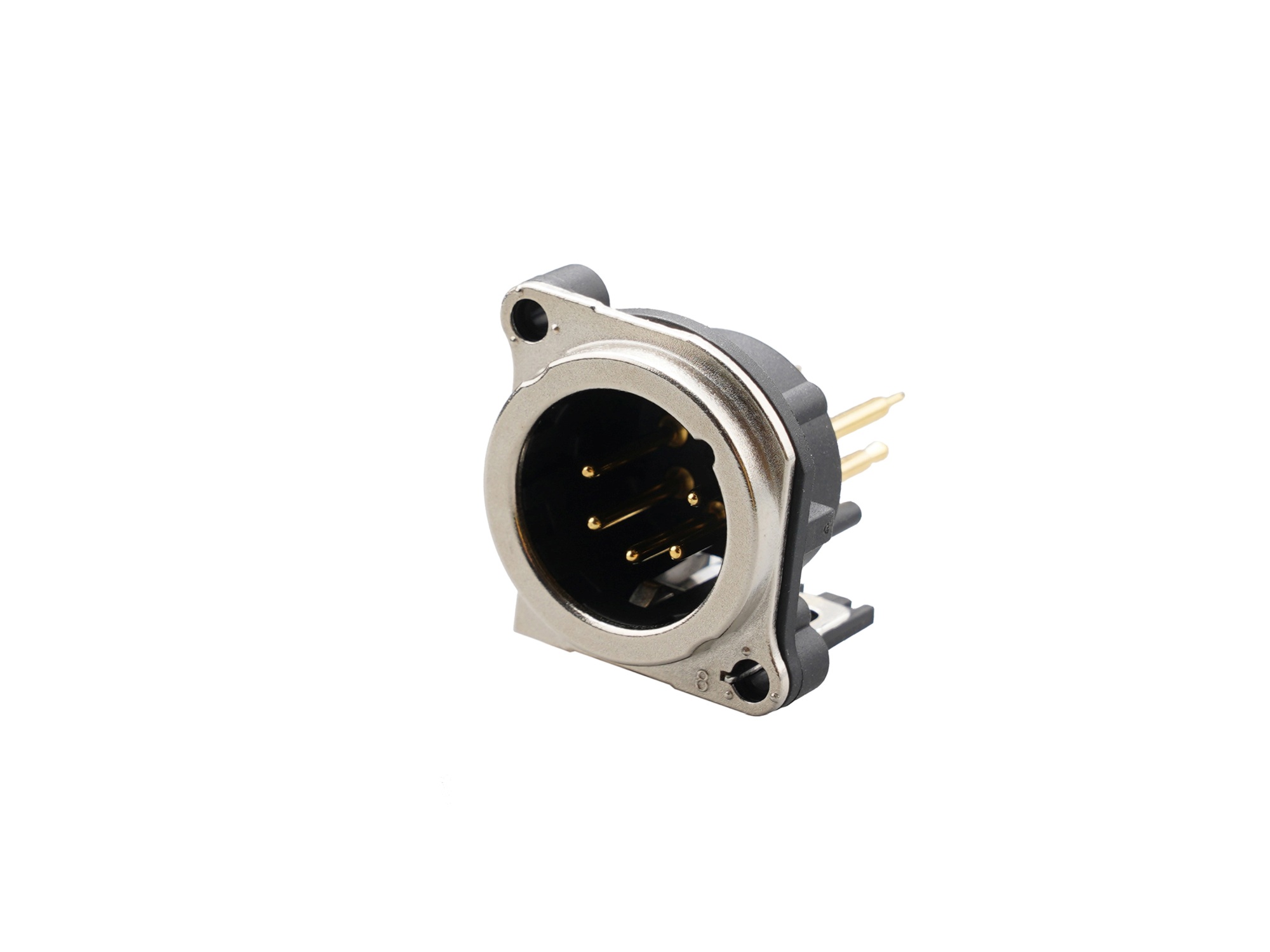 REAN RRX5M-B-023 - 5-pin XLR plug vertical PCB-mount, separate GND and housing with contact, retesz without AA housing