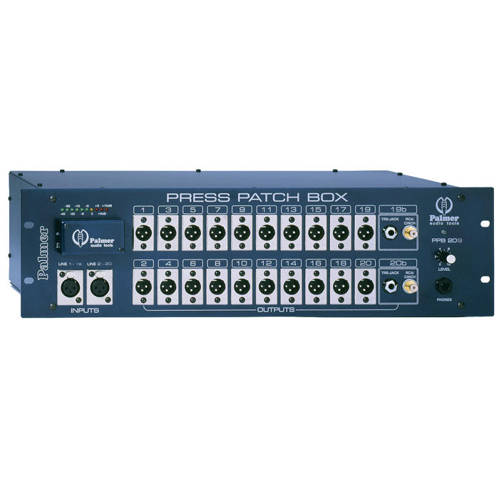 Palmer PB 20 S - splitter (splitter) microphone/vonalszintű jelekhez, active, 10/20-channel, 19”/ 3 U
