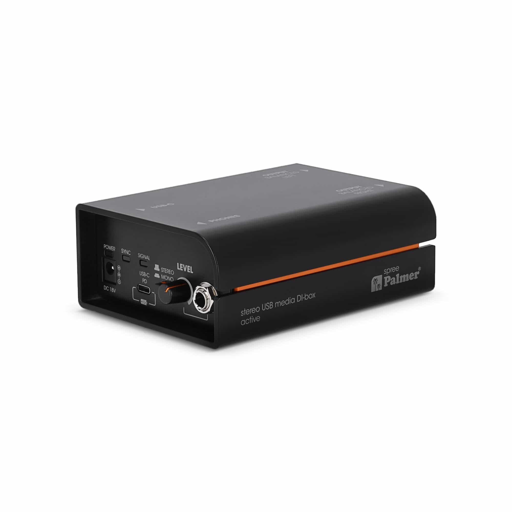 Palmer RIVER spree - DI box, active 2-channel USB-C, média készülékek (pl. laptop) PA for system for csatlakoztatásához