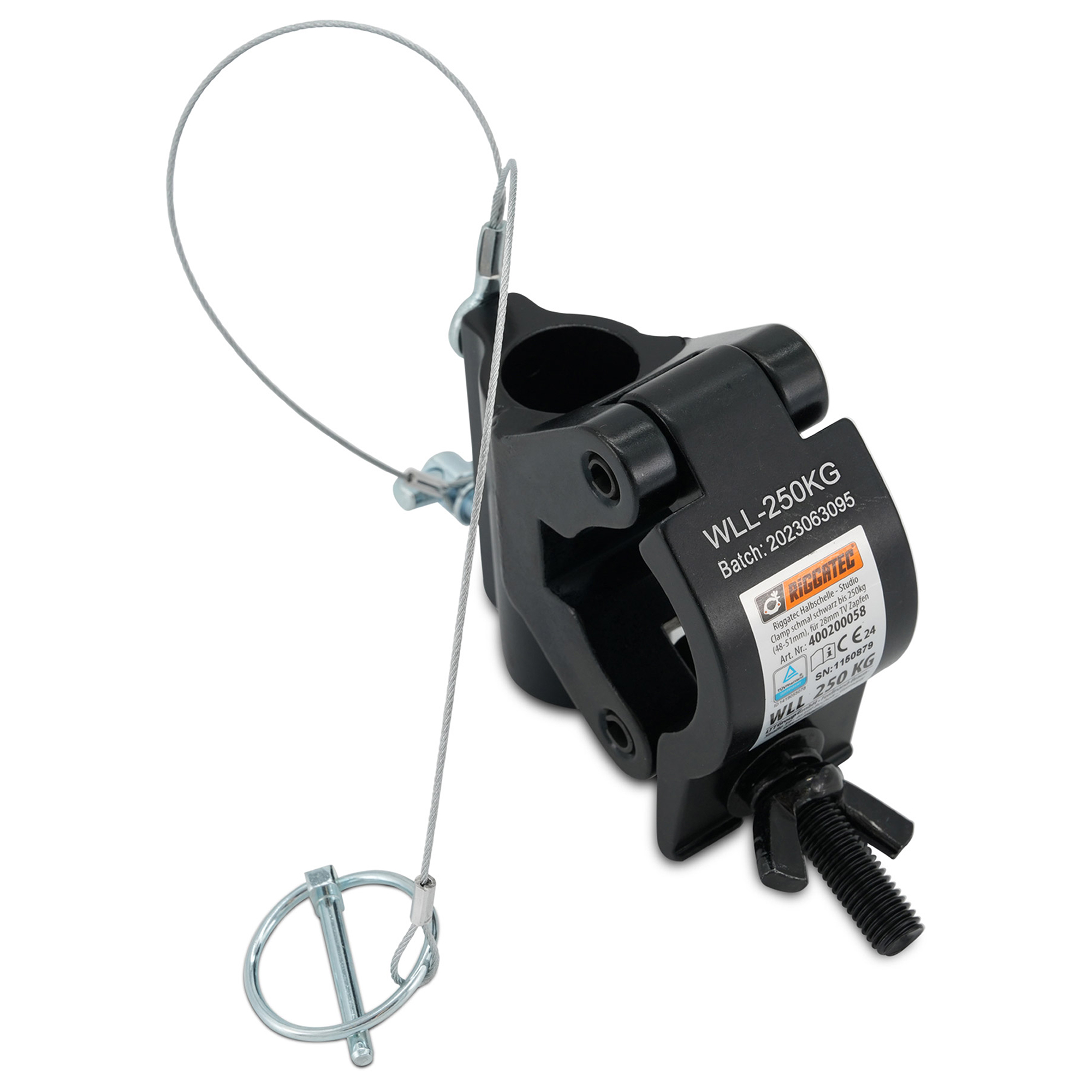 Riggatec 400200058 half coupler clamp TV28 for connector - gfekete | load capacity 250kg | tube diameter 48-51mm