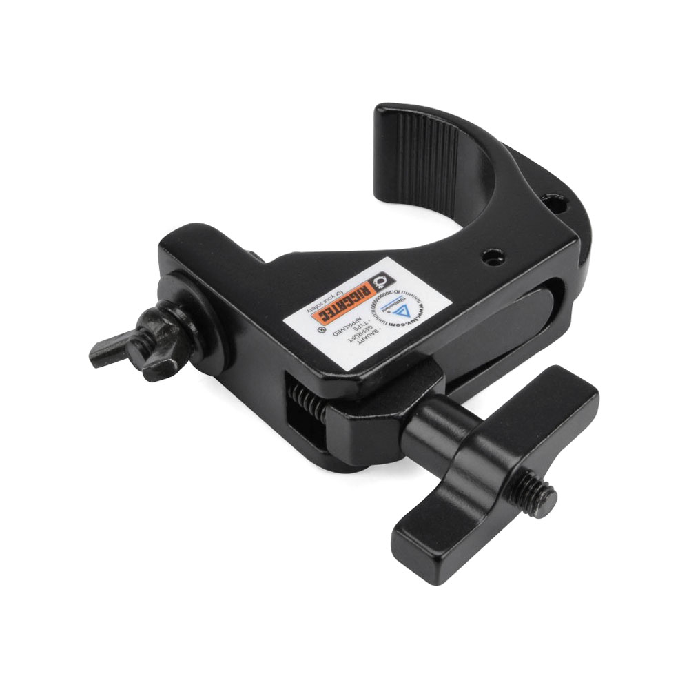 Riggatec 400200971 okoskampó - slim | black | load capacity 75kg - width 30mm | tube diameter 32-35mm