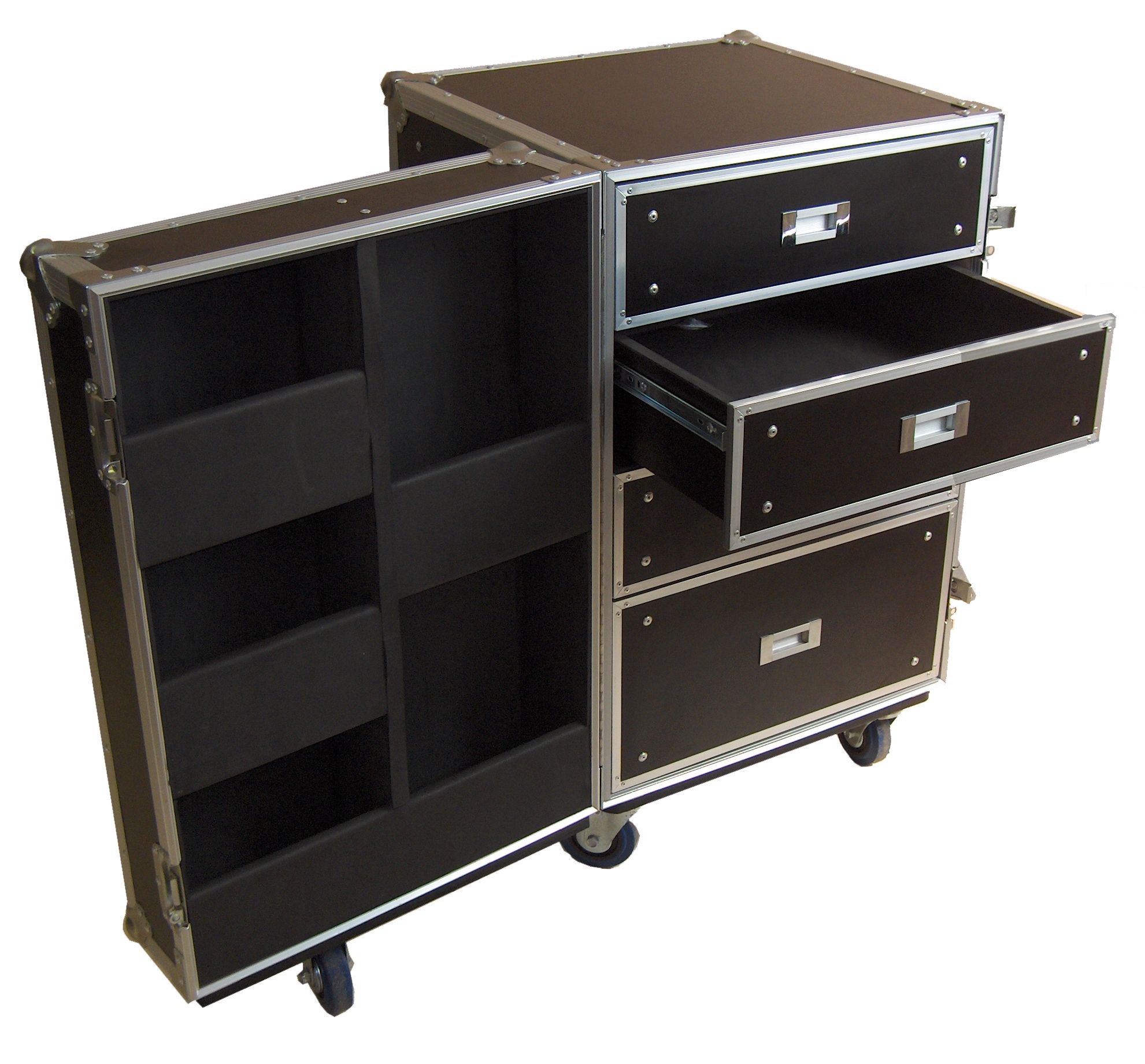 Robust.hu DR 004 - fiókos flight case 4 x padded fiókkal and fakkokkal